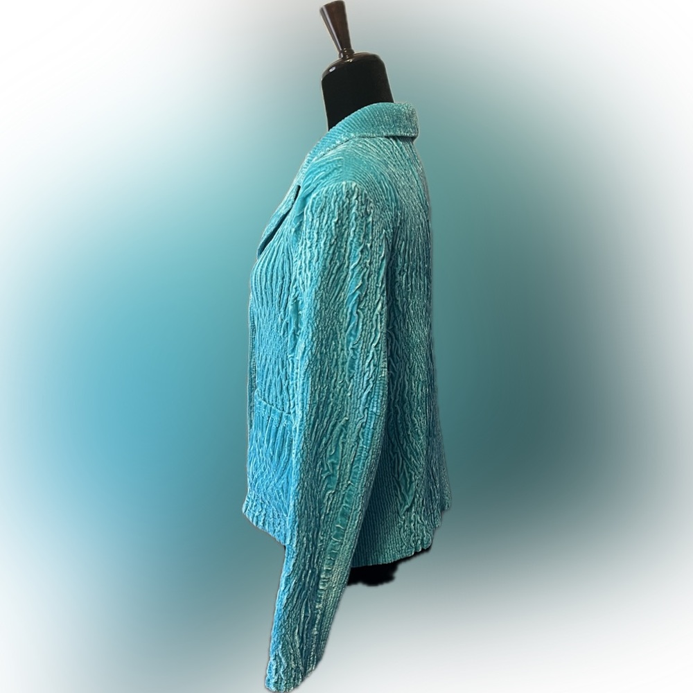 Rhonda Stark Crinkle Textured Blazer in Seafoam size M - Picture 4 of 11
